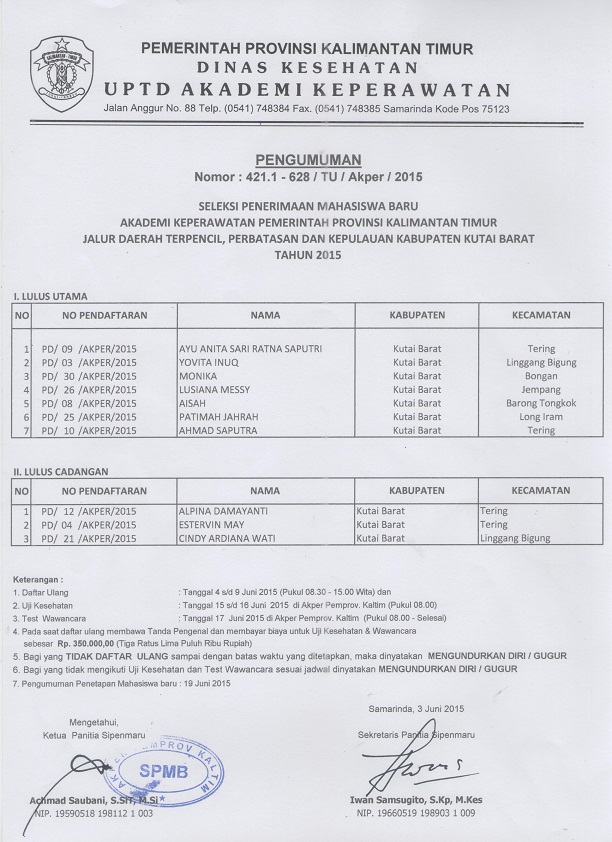 Thumbnail pengumuman hasil lulus uji berkas jalur DTPK 2015/2016
